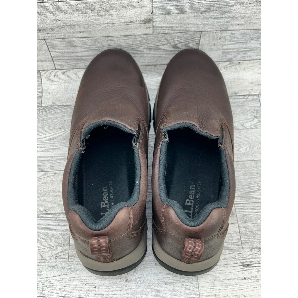LL‎ Bean Waterproof Insulated Leather Mocs Brown Vibram Arctic Grip Women Size 9